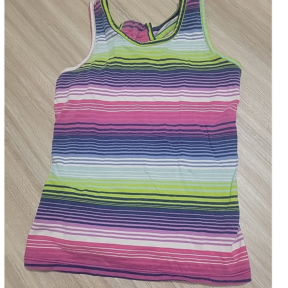 Unbranded Girls 7/8 Multicolor Striped Racerback Tank Top  Sleeveless Scoop Neck